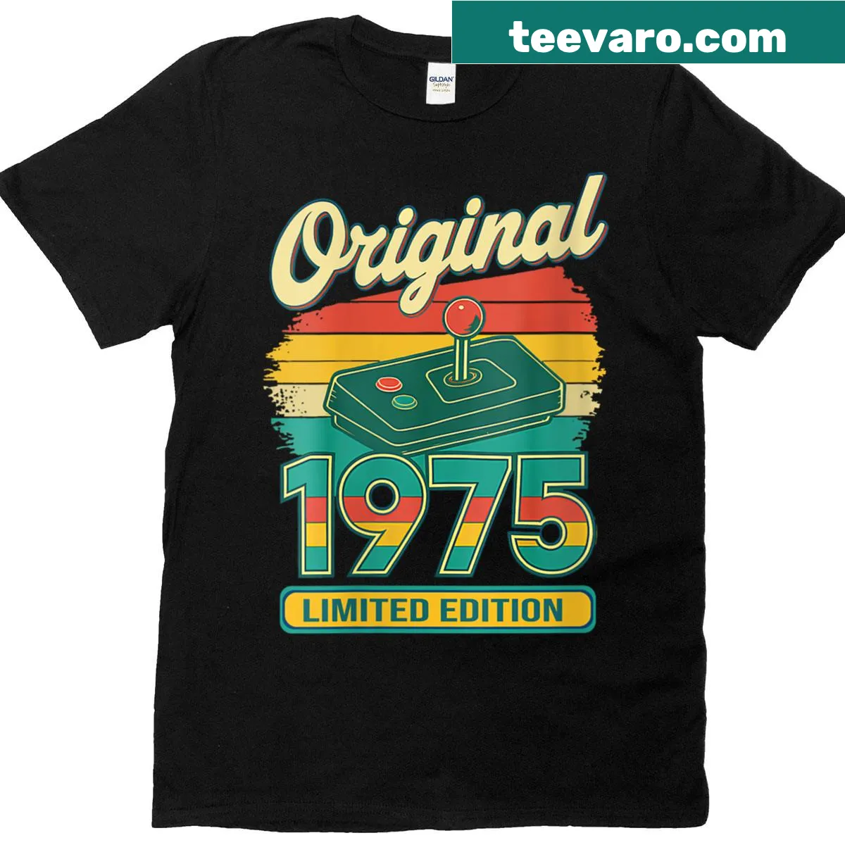 Funny T-shirt celebrating a 50th birthday with 1975 design — on a men's t-shirt