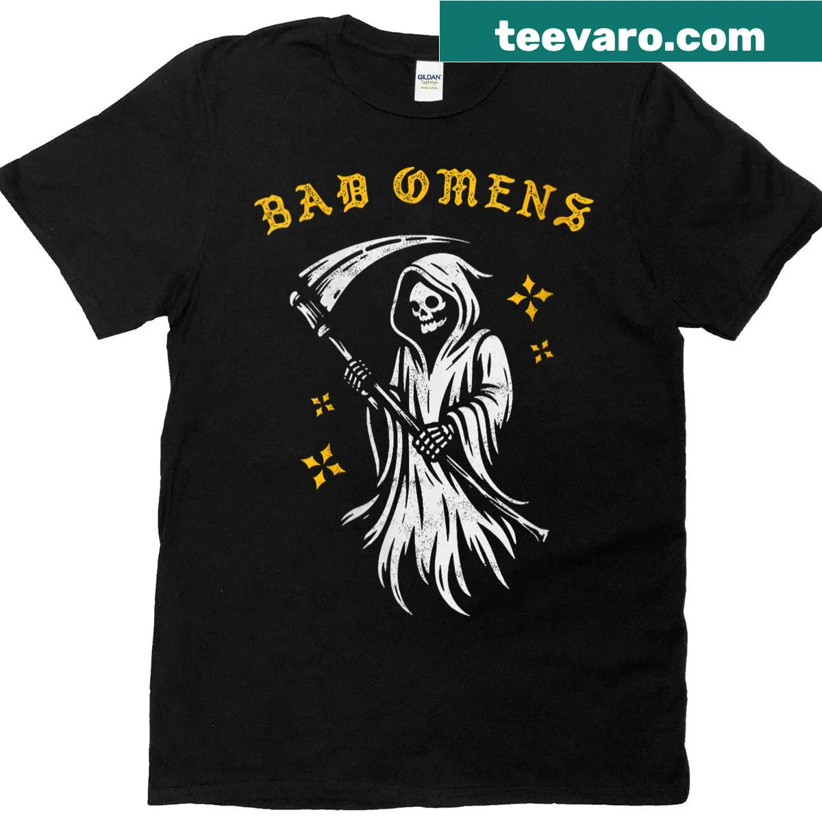 Vintage distressed skeleton Grim Reaper t-shirt for women — on a men's t-shirt