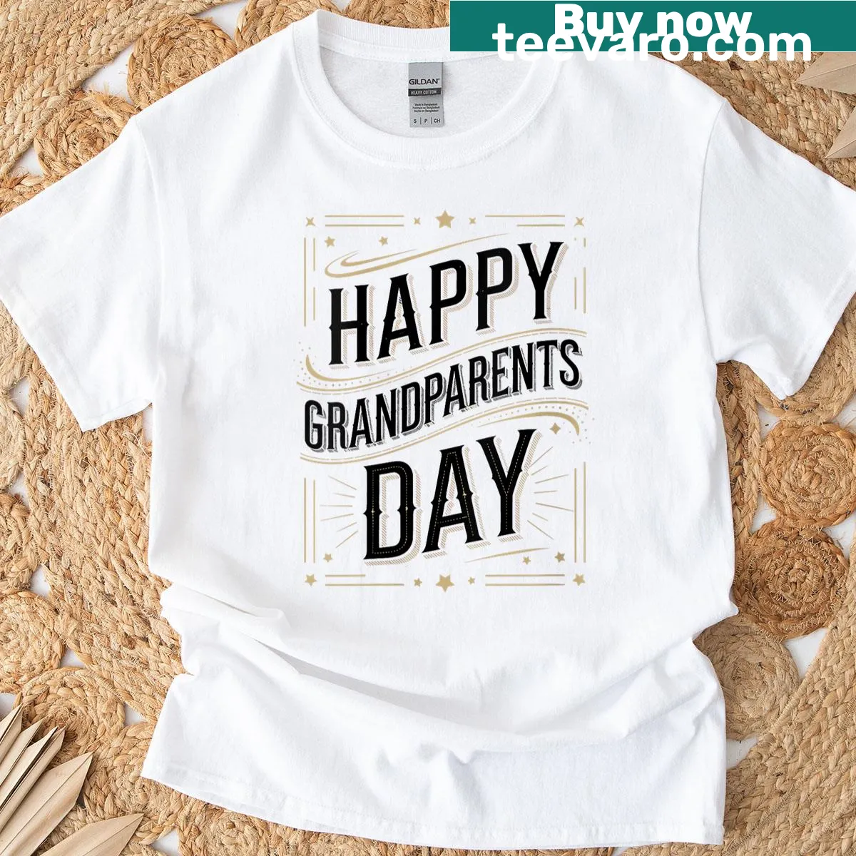 Happy Grandparents Day shirt for women with hearts design — on a men's t-shirt