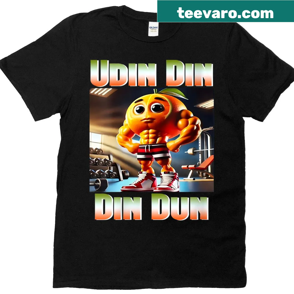 Funny meme typography graphic on a gym-themed T-shirt — on a men's t-shirt