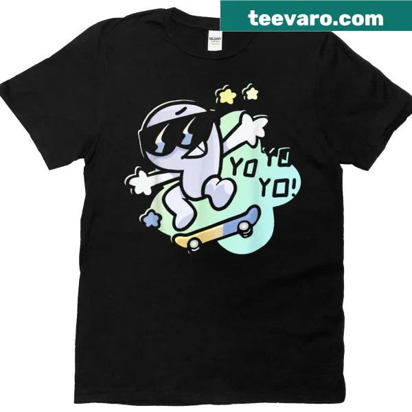 T-shirt featuring playful phrases 'Yo Yo Yo' and 'Xfohv Nine'