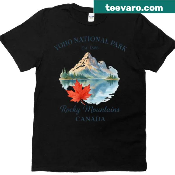 Watercolor design of Yoho National Park on a T-shirt
