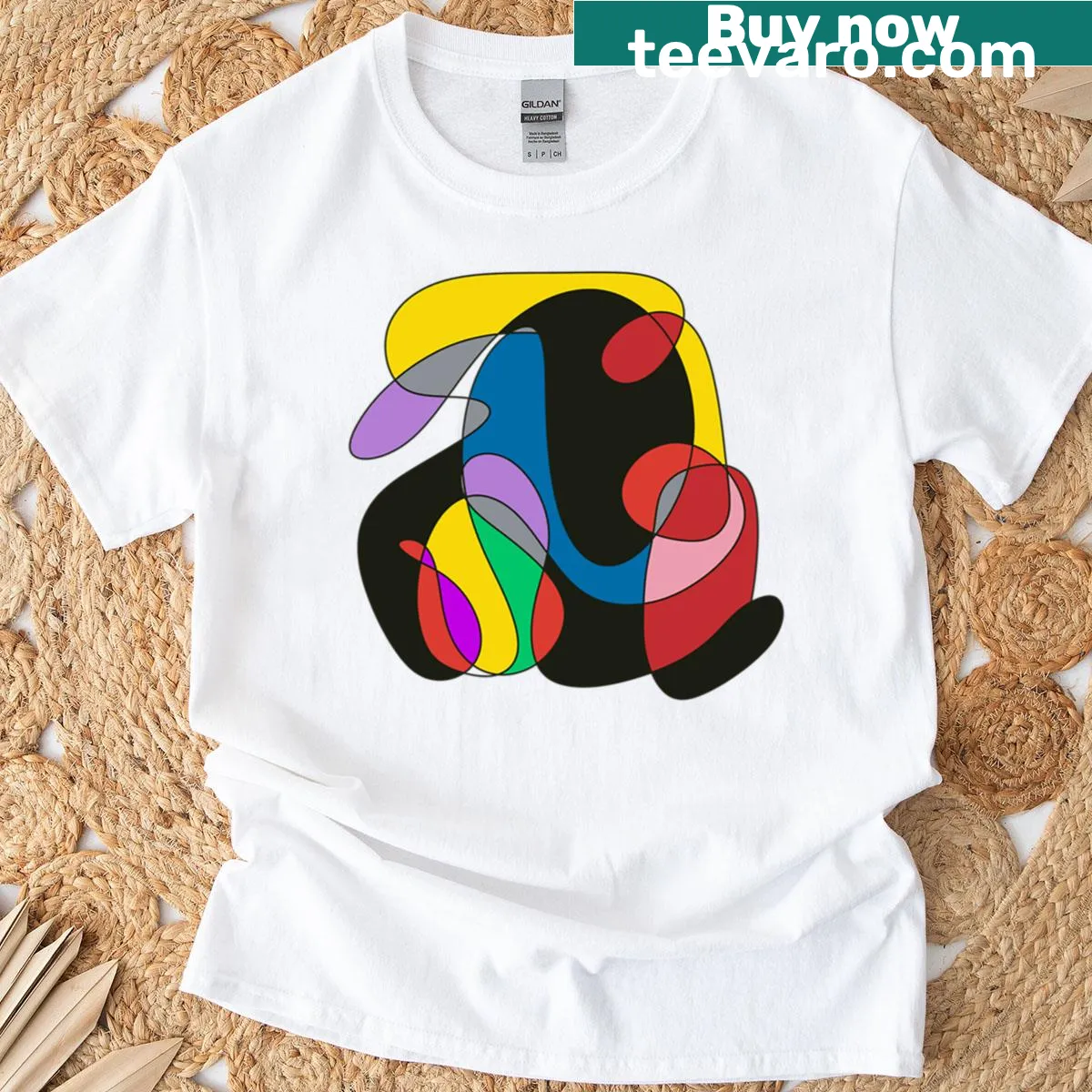 Abstract design representing happiness with playful typography — on a men's t-shirt