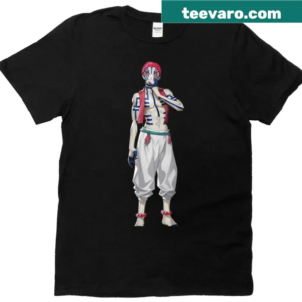 Illustration of Akaza from Demon Slayer on a t-shirt