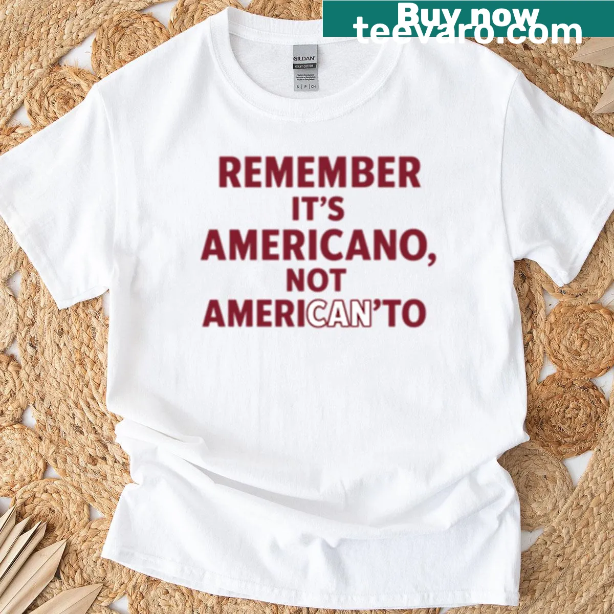 Funny coffee pun T-shirt featuring Americano design — on a men's t-shirt