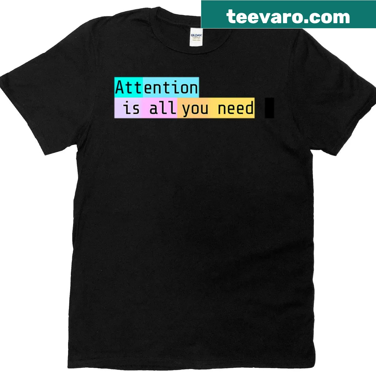 Playful typography t-shirt with Attention Is All You Need — on a men's t-shirt