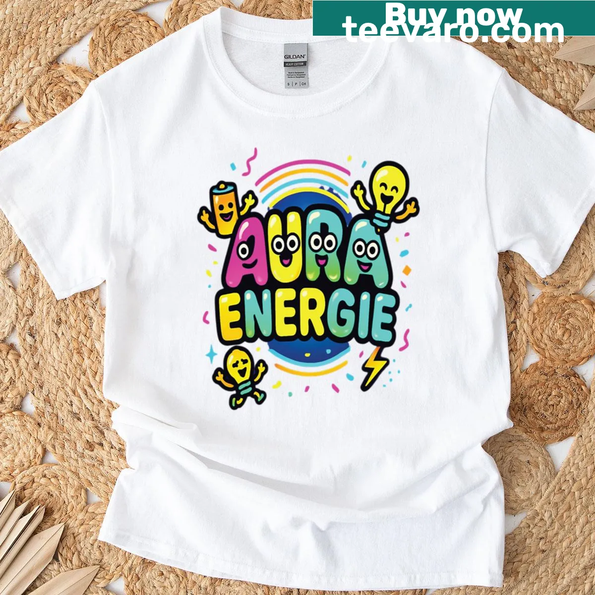 Funny kawaii cartoon graphic T-shirt with playful design — on a men's t-shirt