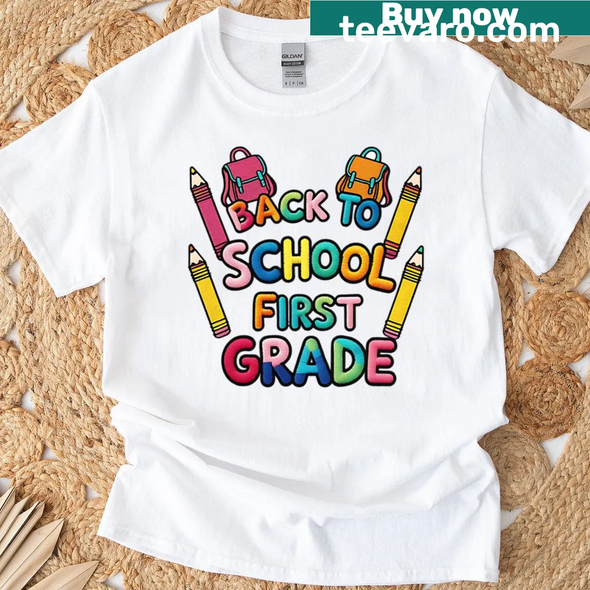 Playful illustration of first grade design on a T-shirt — on a men's t-shirt