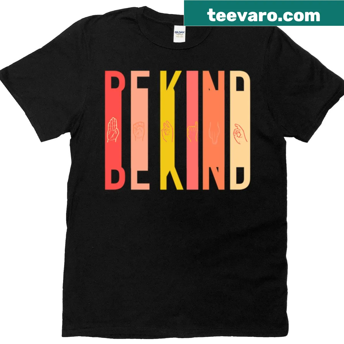 T-shirt with the phrase 'Be Kind' in inviting typography — on a men's t-shirt