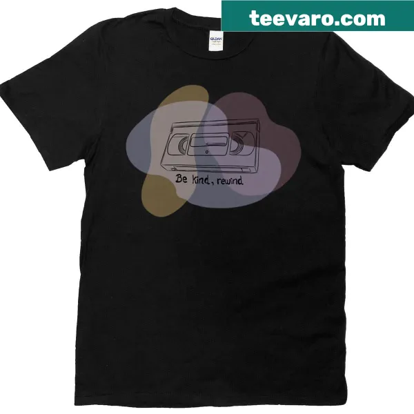 Retro t-shirt with 'Be Kind Rewind' in vintage typography