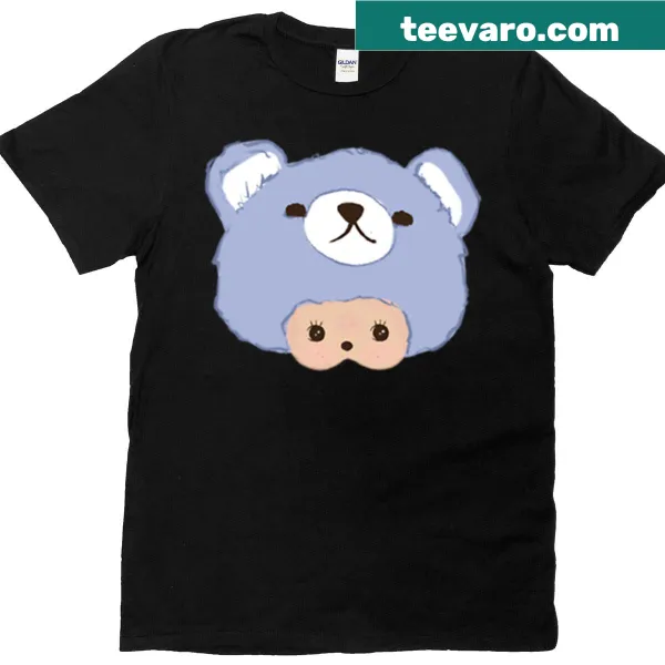 Cartoon bear design inspired by Monchhichi on a t-shirt