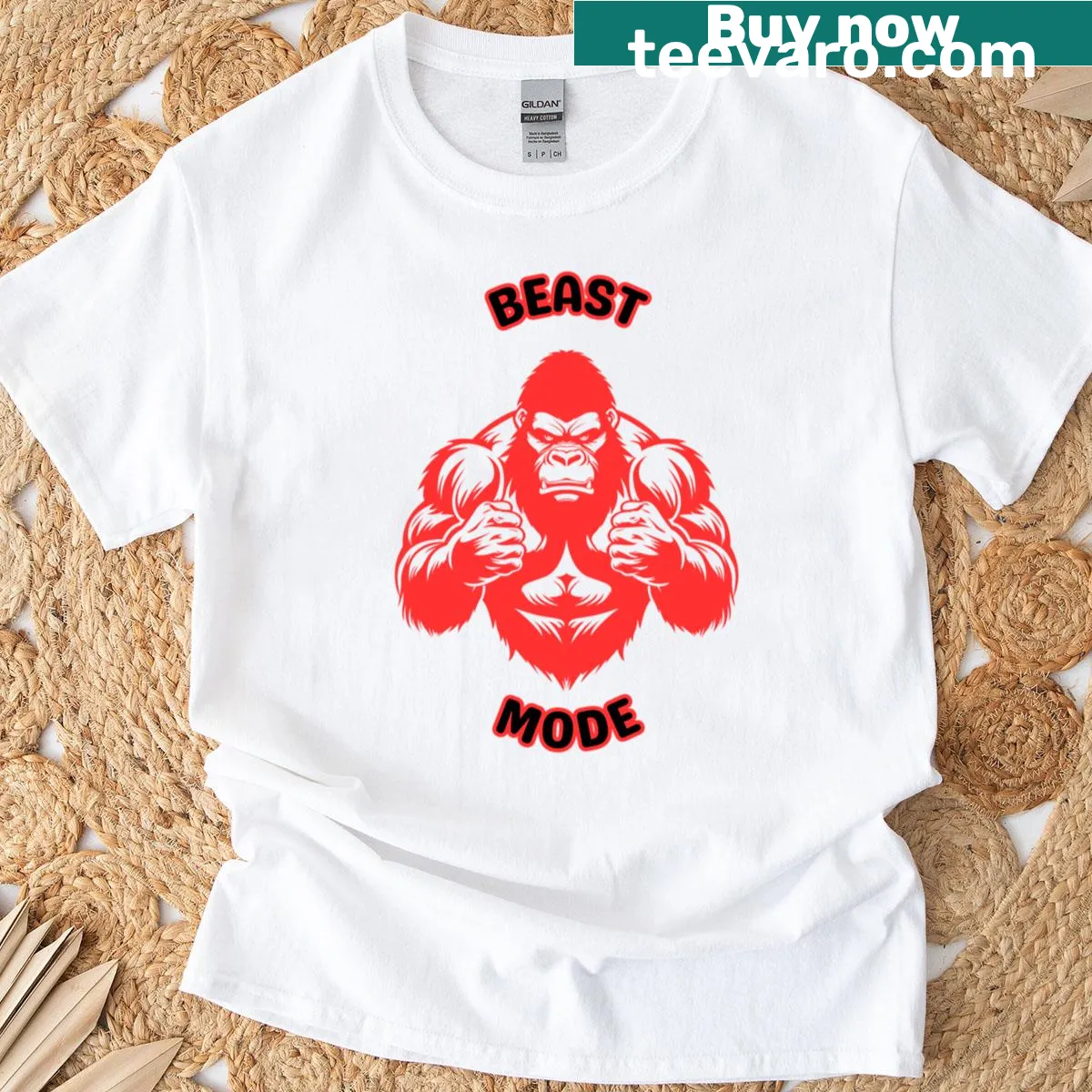 Bold Beast Mode graphic t-shirt — on a men's t-shirt