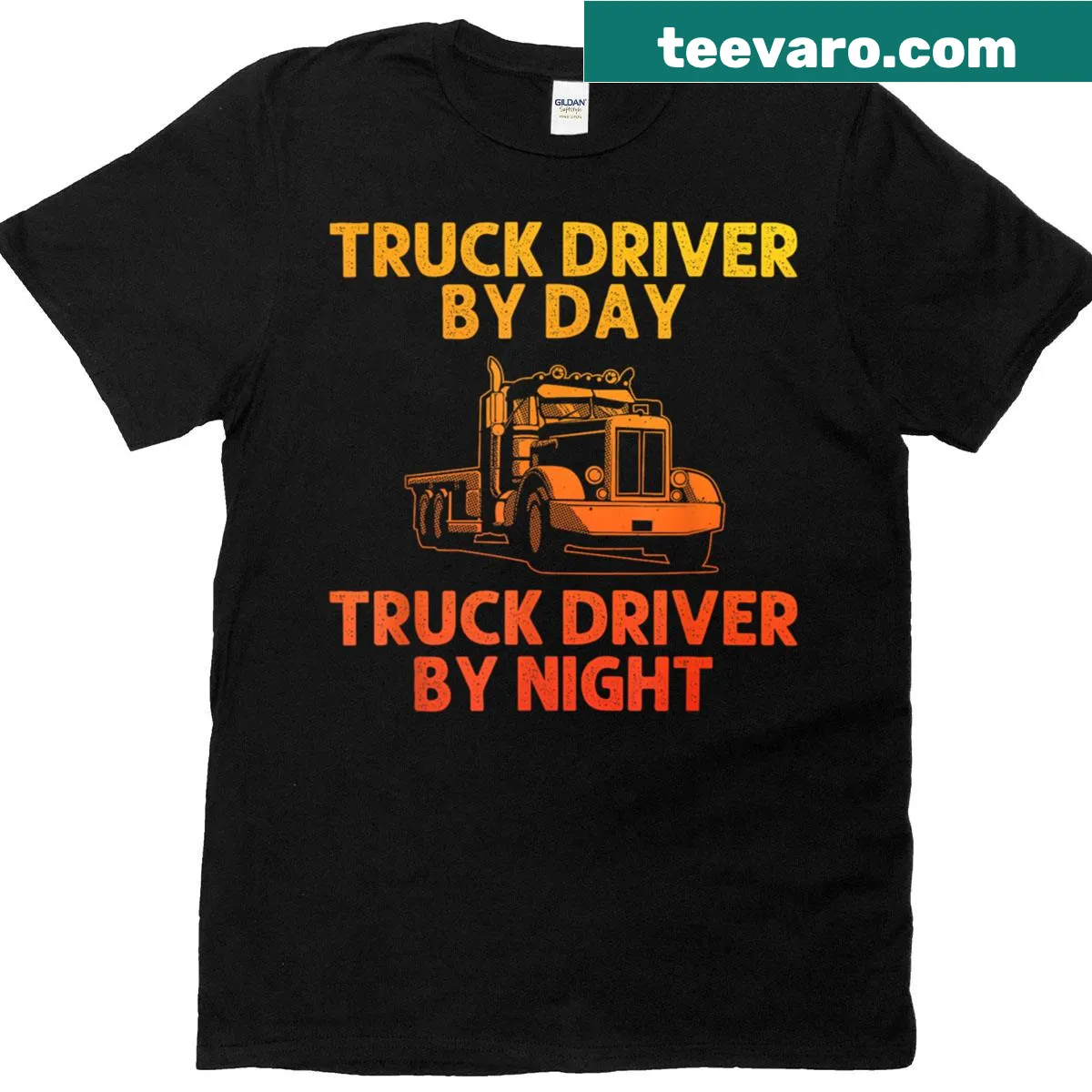 Artistic truck driver design on a t-shirt — on a men's t-shirt