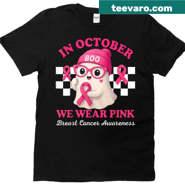 Breast Cancer Women Halloween T-shirt with uplifting typography.