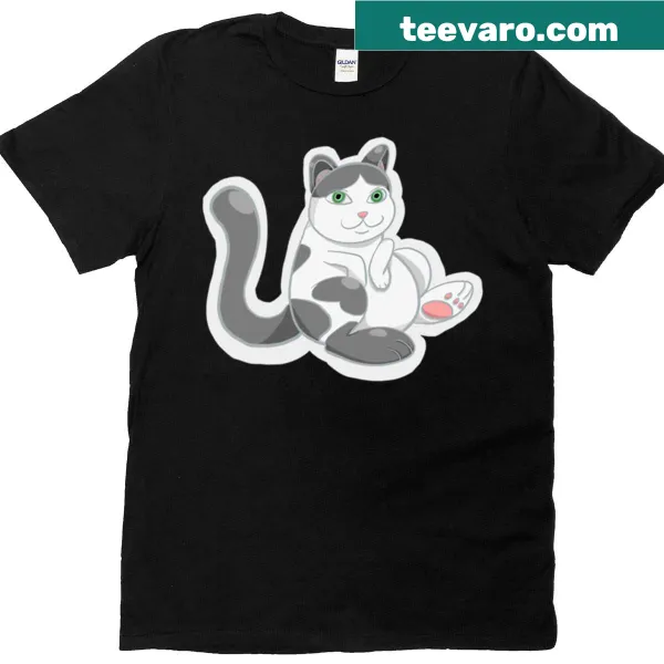 Illustrated T-shirt featuring a serene image of a sitting cat