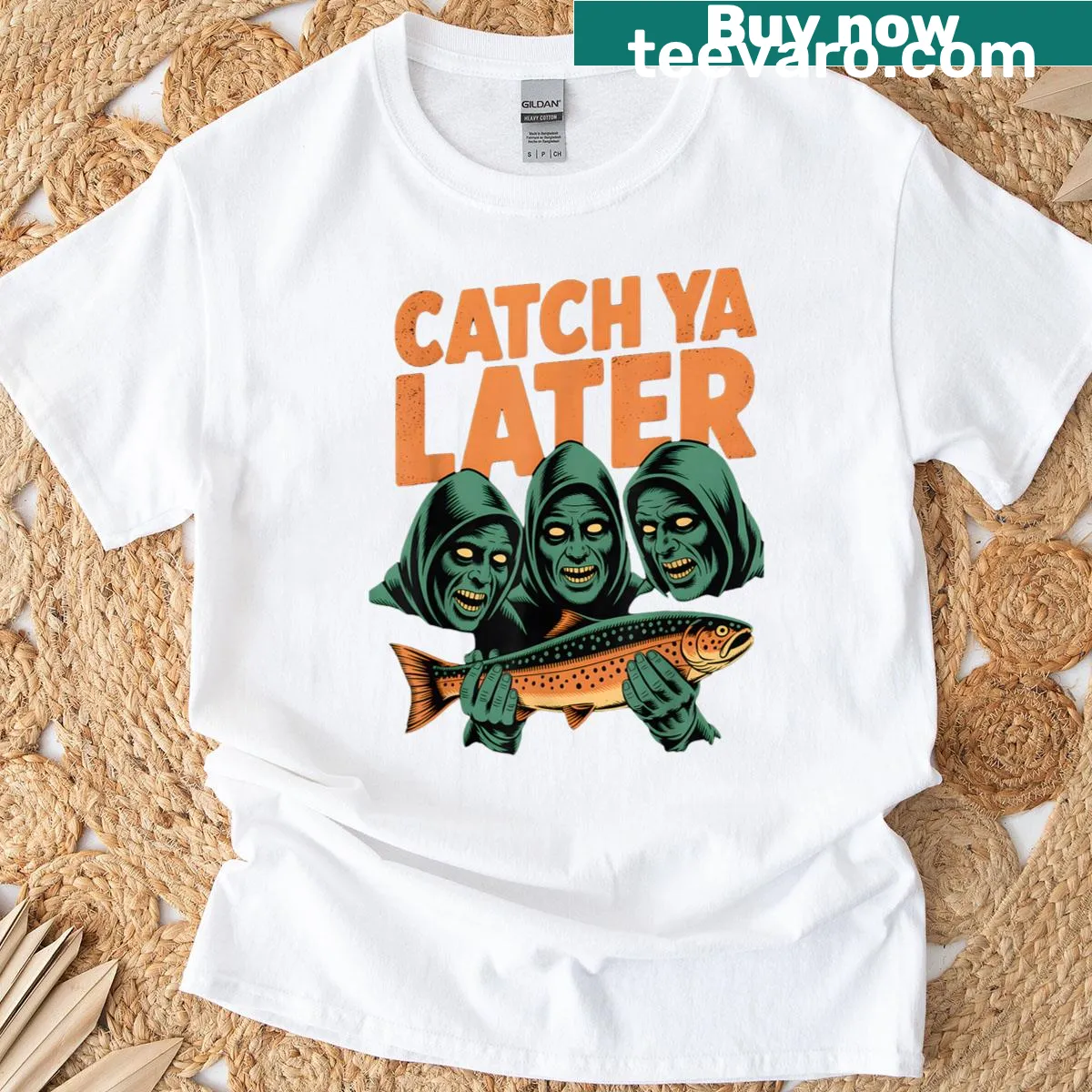 Spooky angler illustration T-shirt for Halloween. — on a men's t-shirt