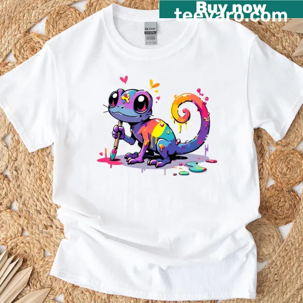Funny chameleon illustration T-shirt with cute design