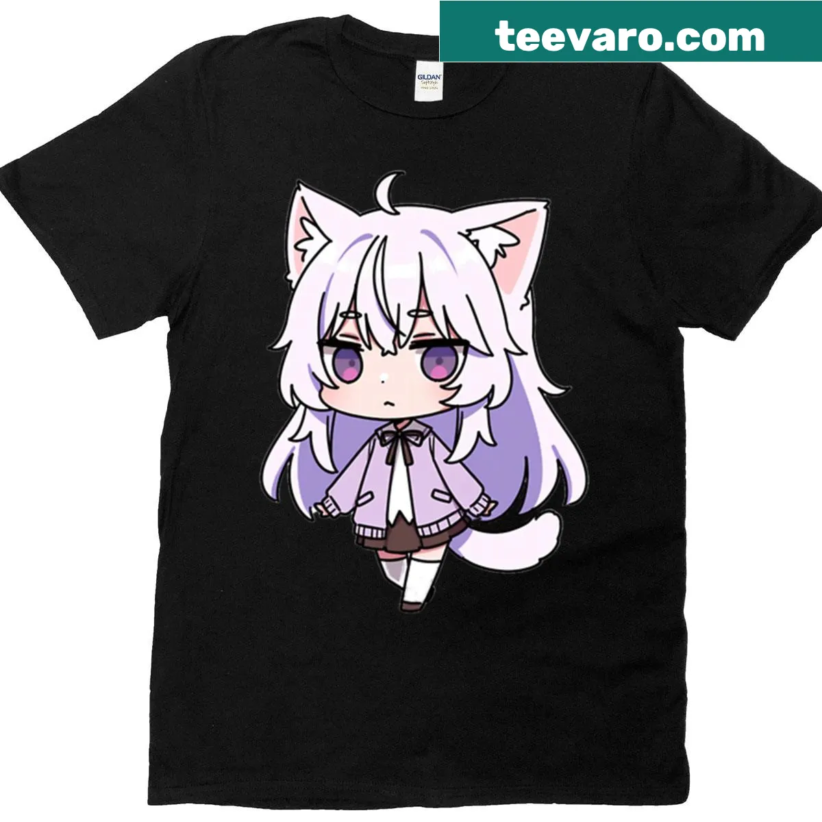 Chibi Nyanners cartoon design for Vtuber fans — on a men's t-shirt