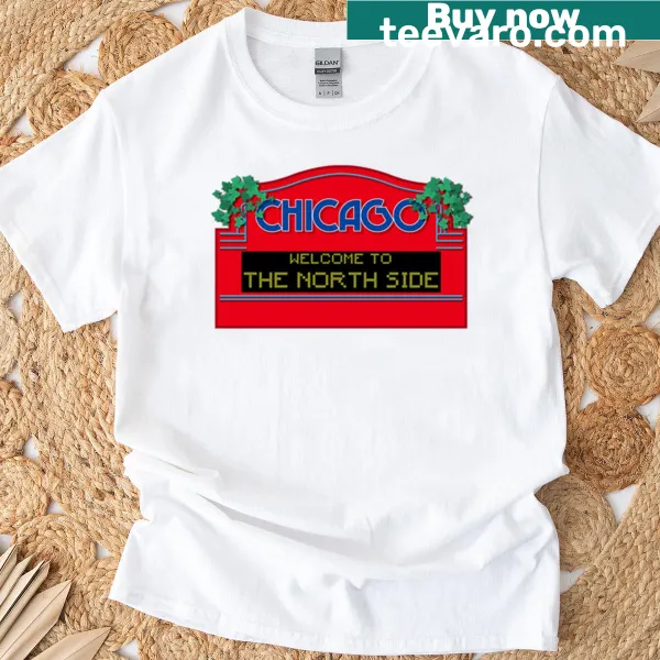 Illustration of a Chicago street sign with ivy on a t-shirt.