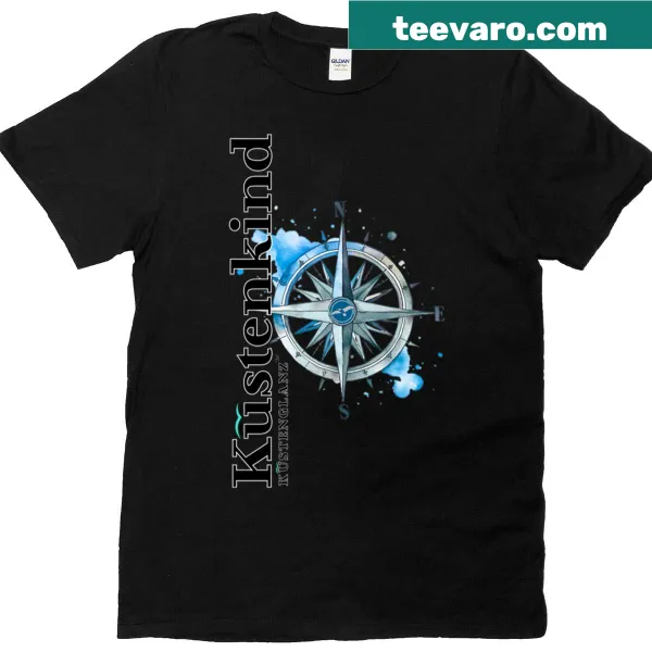 Watercolor compass design on a T-shirt for coastal lovers