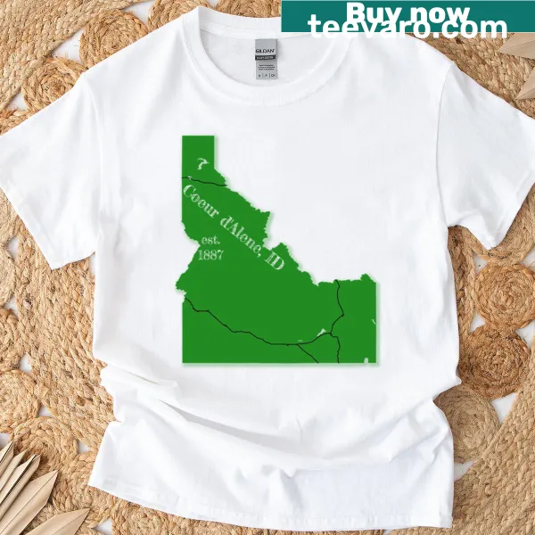 Graphic t-shirt showcasing the beauty of Coeur d'Alene, Idaho.