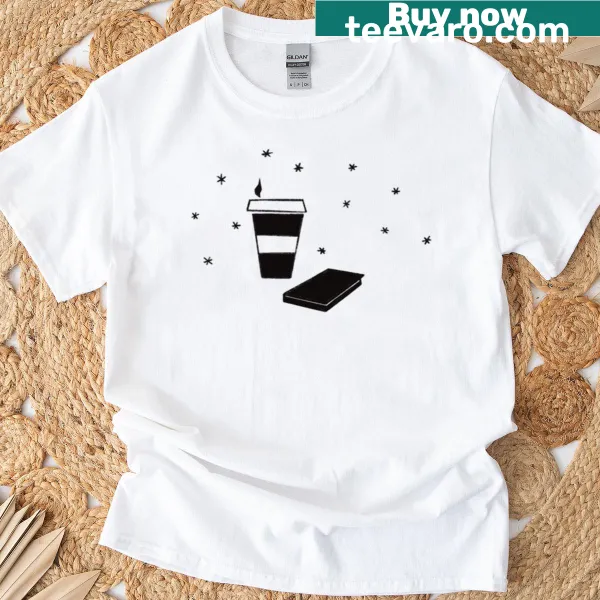Coffee Books Please text design on a t-shirt