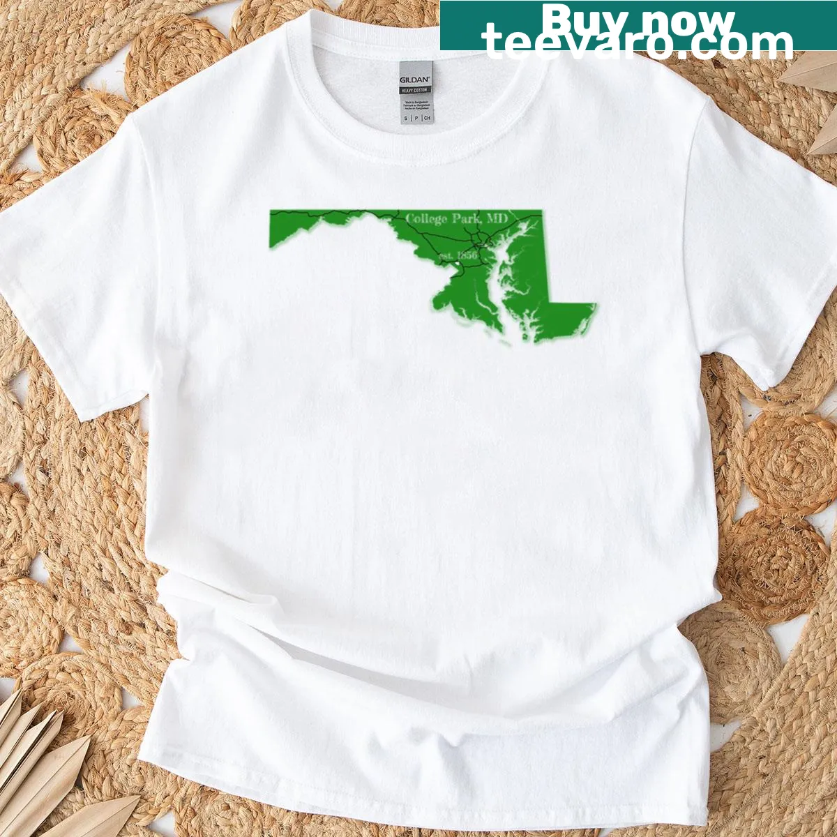 Typographic College Park MD t-shirt with clean design — on a men's t-shirt