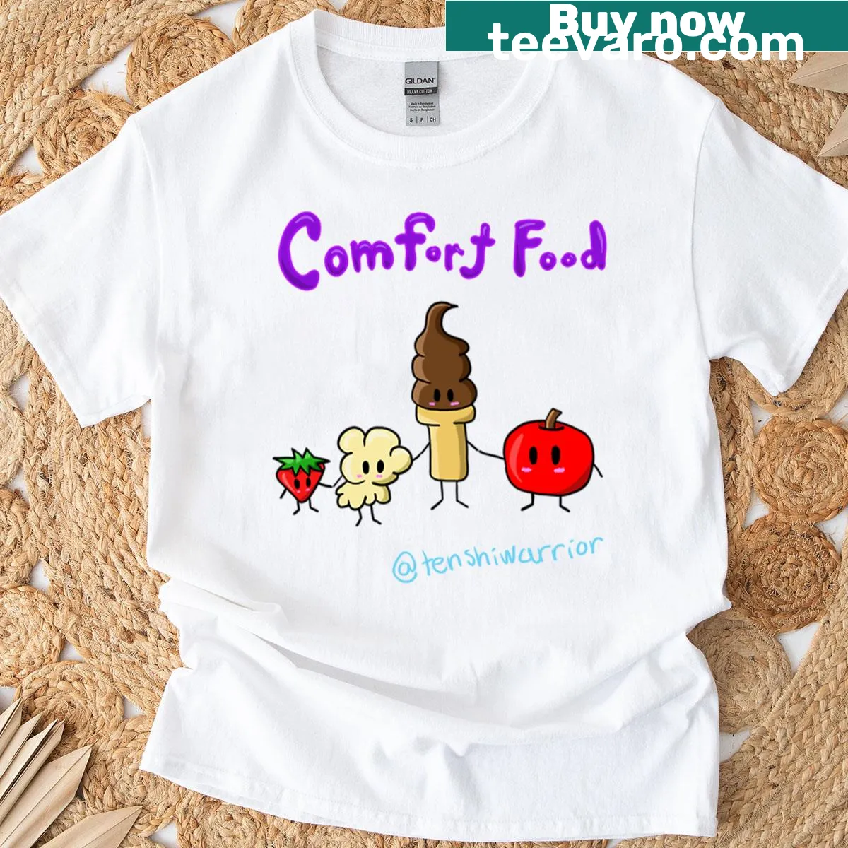 Nostalgic comfort food graphic t-shirt for food lovers. — on a men's t-shirt