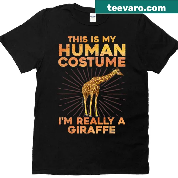 Playful giraffe graphic T-shirt designed for kids and adults.