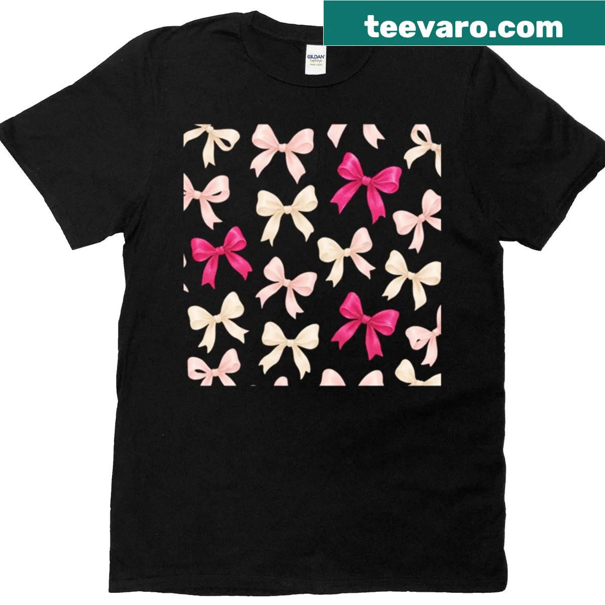 T-shirt featuring playful pastel bows design — on a men's t-shirt