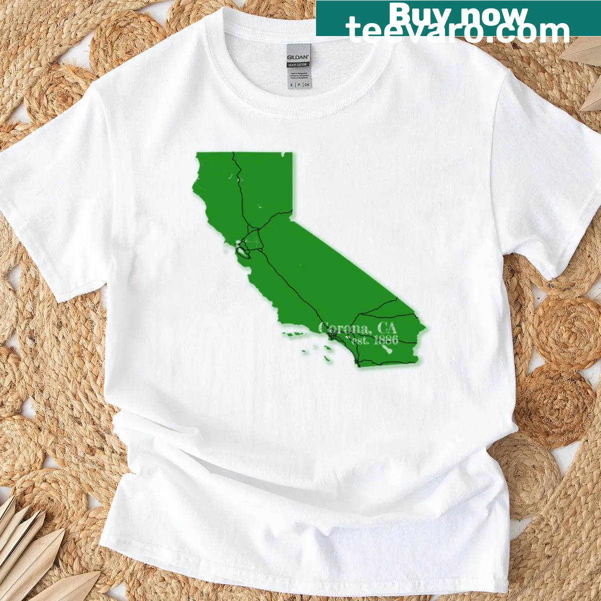 Scenic nature illustration T-shirt representing Corona, California — on a men's t-shirt