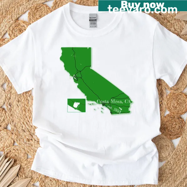 Costa Mesa CA T-shirt featuring playful city-themed typography