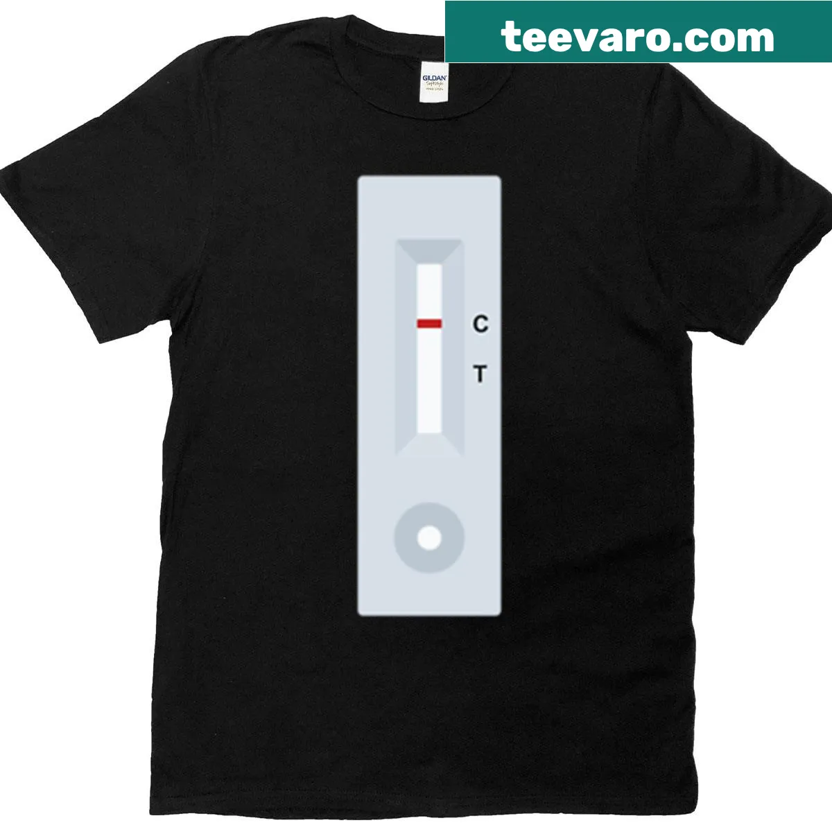 Graphic T-shirt with a humorous Covid 19 negative rat test design — on a men's t-shirt