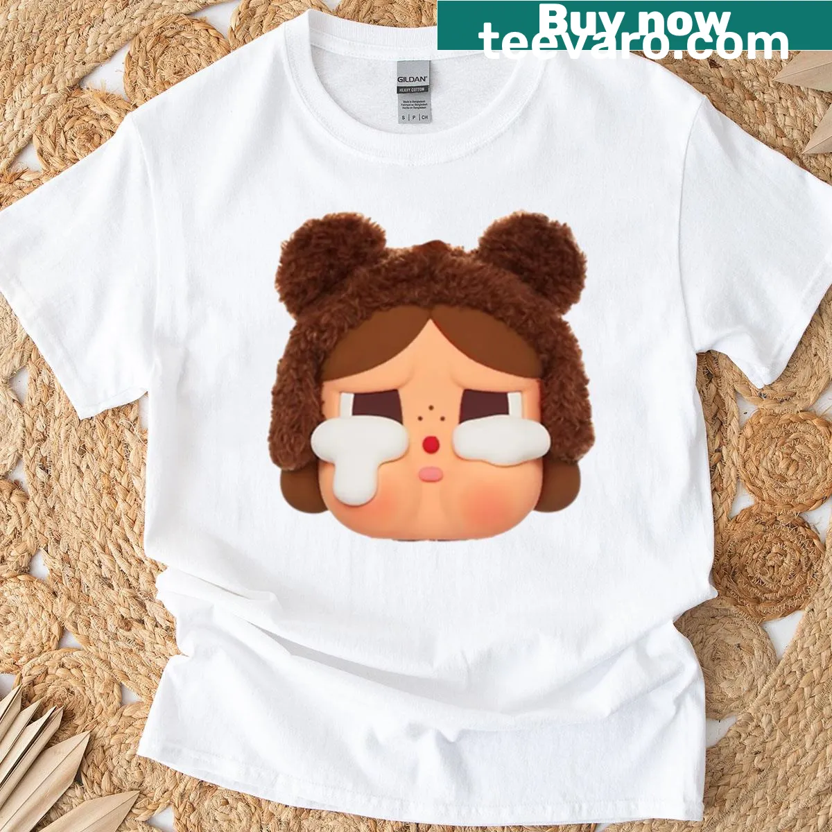 Cute cartoon brown bear crying on a children's T-shirt — on a men's t-shirt