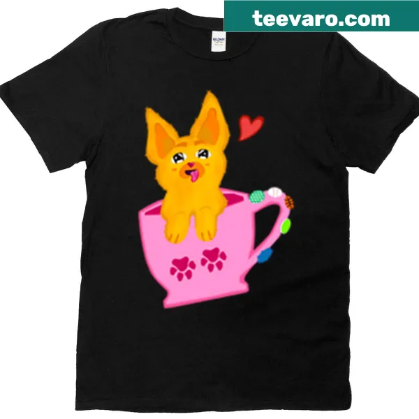Cartoon of a cute dog in a coffee cup