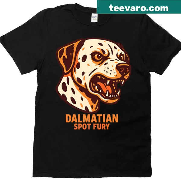 Playful Dalmatian spot graphic on a fun T-shirt for dog lovers