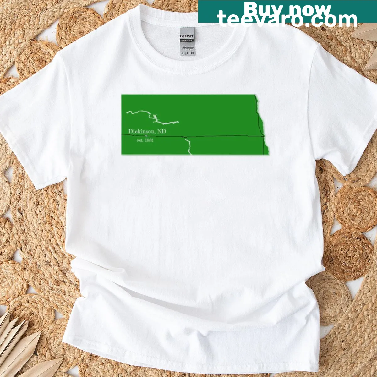 Dickinson Nd T-shirt with bold text design — on a men's t-shirt