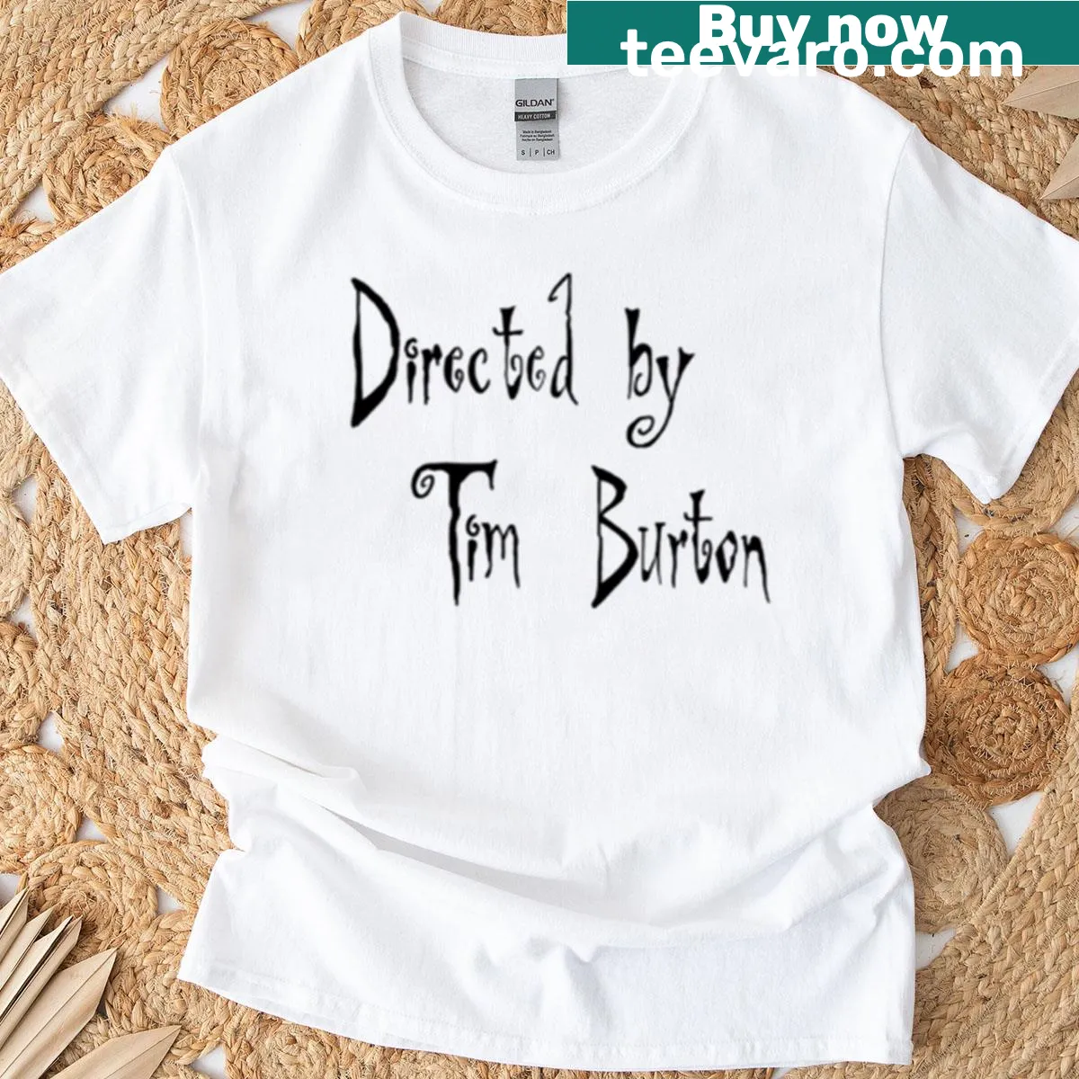 T-shirt featuring the text Directed By Tim Burton in a stylish font — on a men's t-shirt