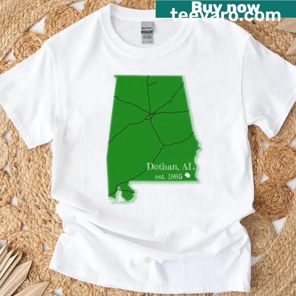 Dothan Al themed t-shirt with playful font design