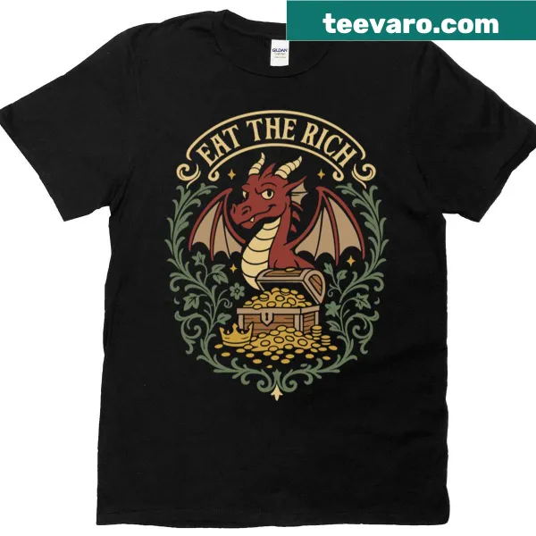 Funny T-shirt with a red dragon and the phrase Eat The Rich