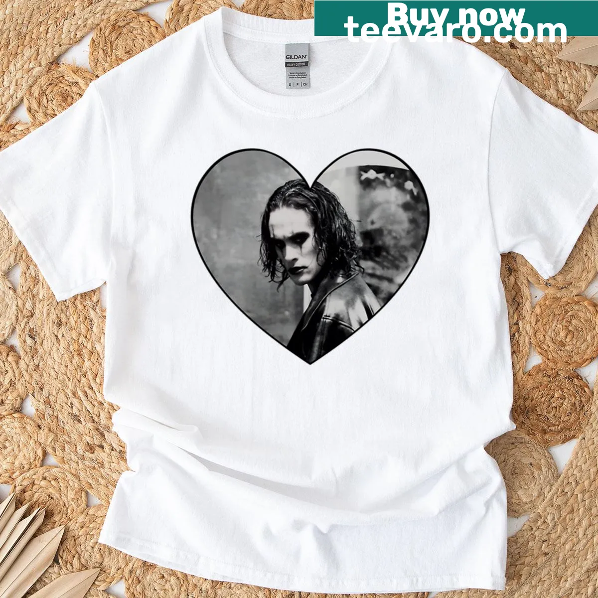 Heart graphic inspired by Eric Draven on a t-shirt — on a men's t-shirt