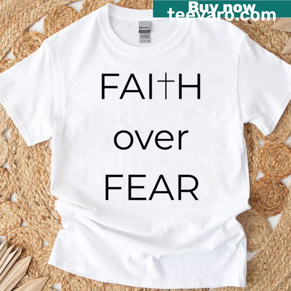 Bold Christian statement t-shirt with inspirational typography — on a men's t-shirt