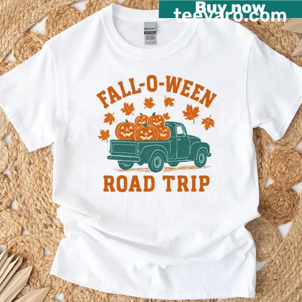 Vintage truck filled with pumpkins illustration on a t-shirt
