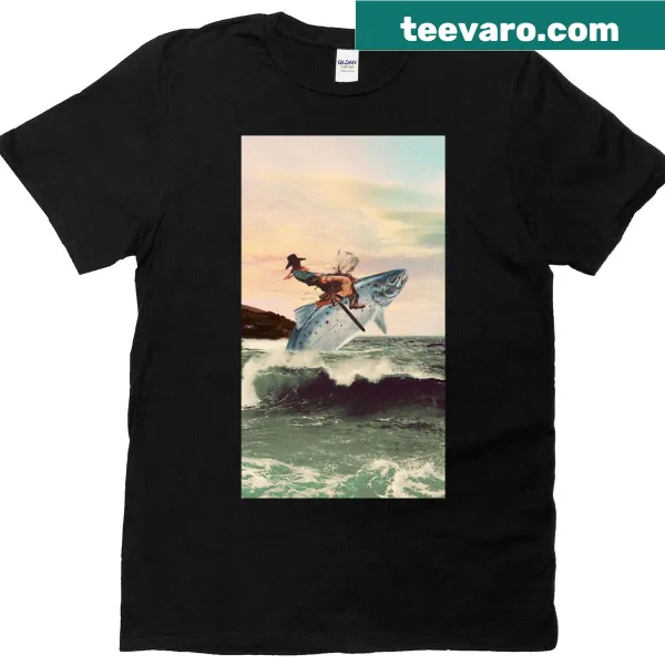 Illustration of a cowboy fishing on a T-shirt