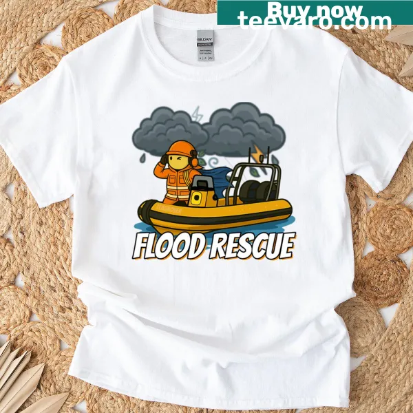 Illustrative flood rescue service t-shirt