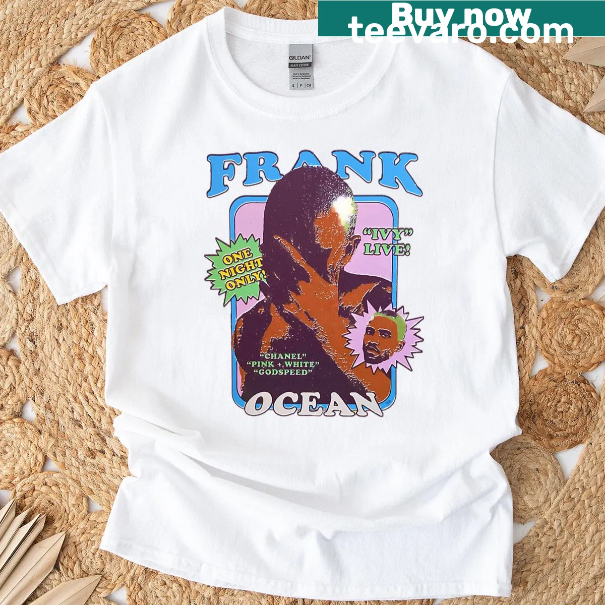 Vintage style T-shirt inspired by Frank Ocean with retro graphics — on a men's t-shirt