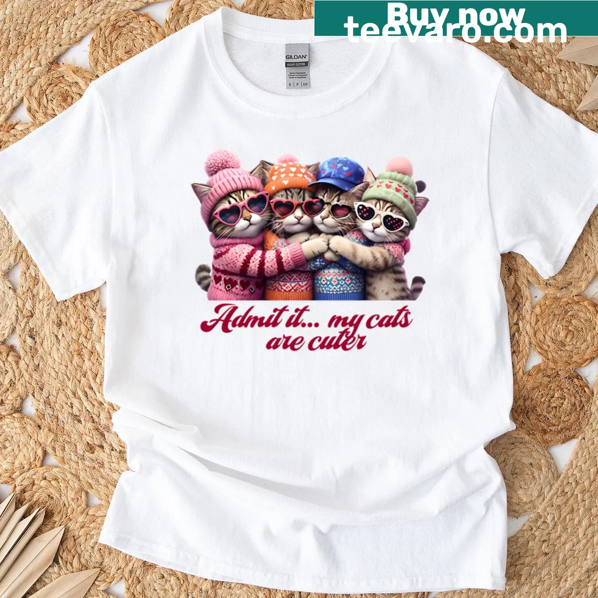 Cute T-shirt featuring adorable kittens and playful text — on a men's t-shirt