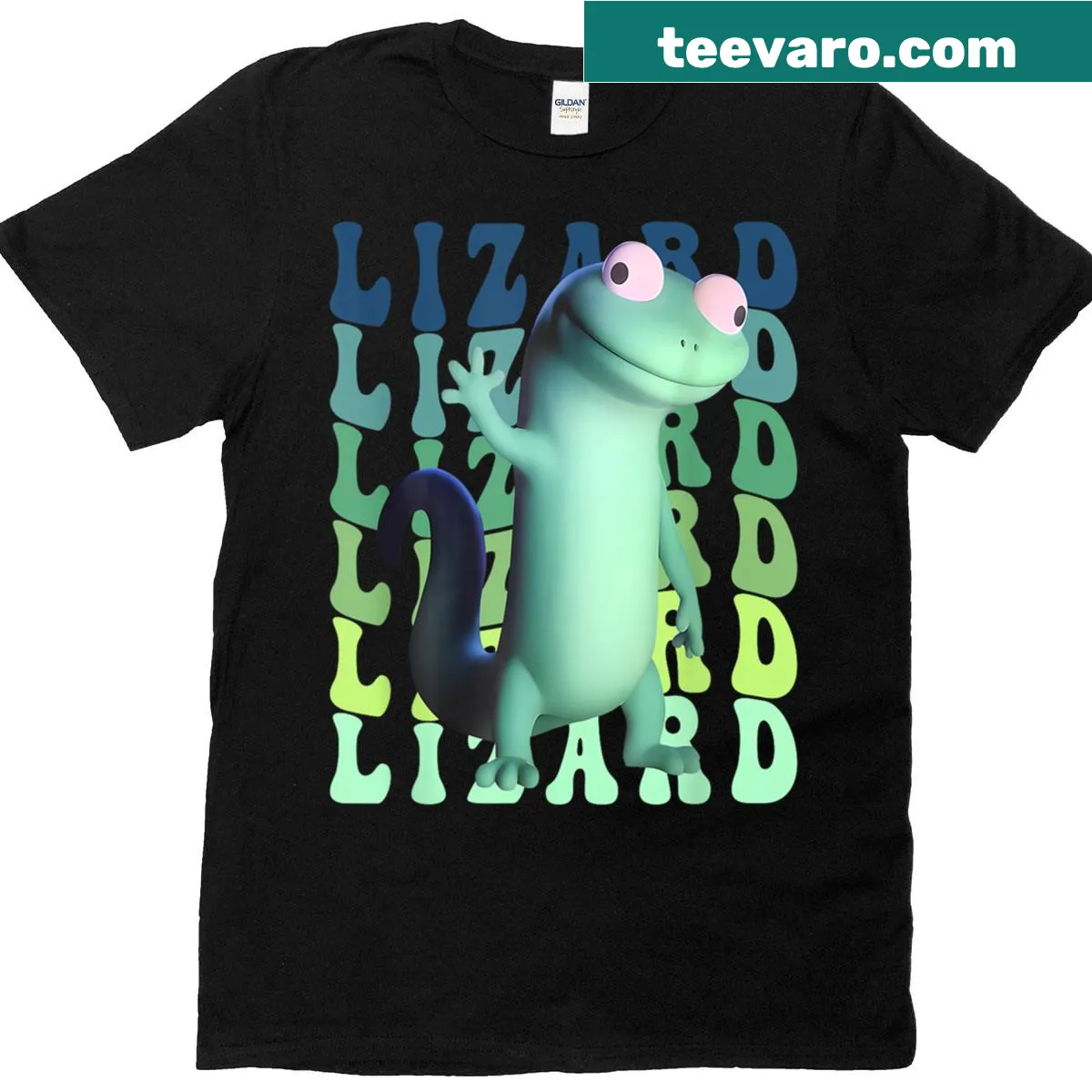 Fun lizard meme t-shirt featuring multiple whimsical lizards — on a men's t-shirt