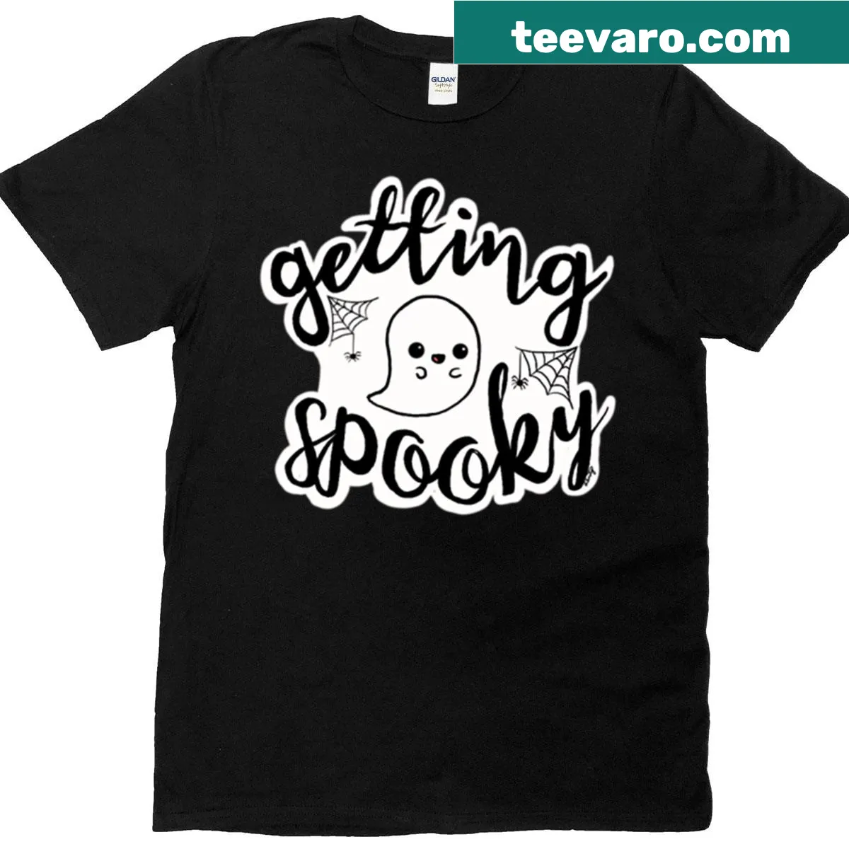 Playful Halloween T-shirt with spooky themed design — on a men's t-shirt
