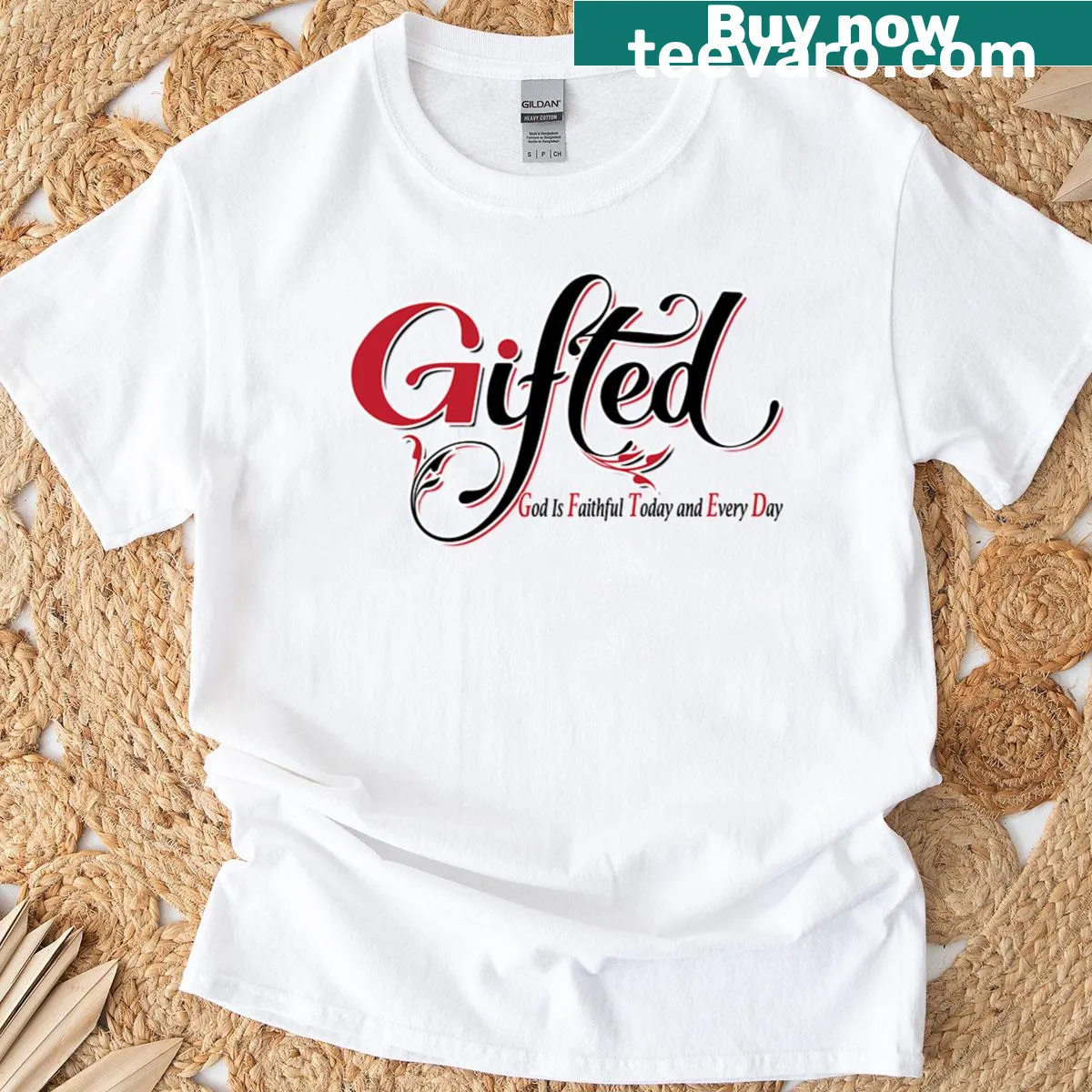 Inspirational T-shirt with text about God's faithfulness — on a men's t-shirt
